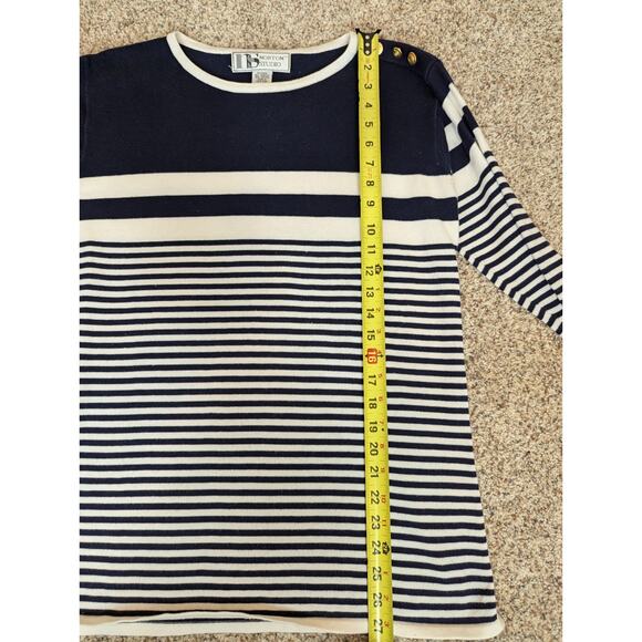 Vintage Norton Studio Sweater Women's Small Navy White Breton Striped Nautical - Picture 6 of 9
